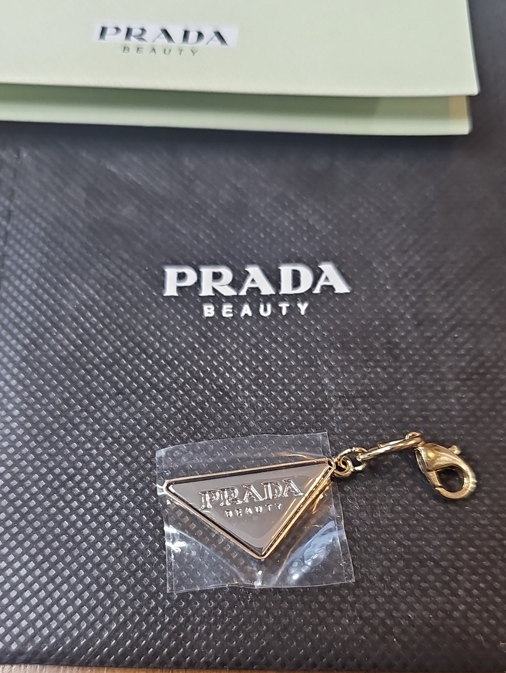 Prada Mini Triangle Charm/Zipper PULL in Gold/Silver